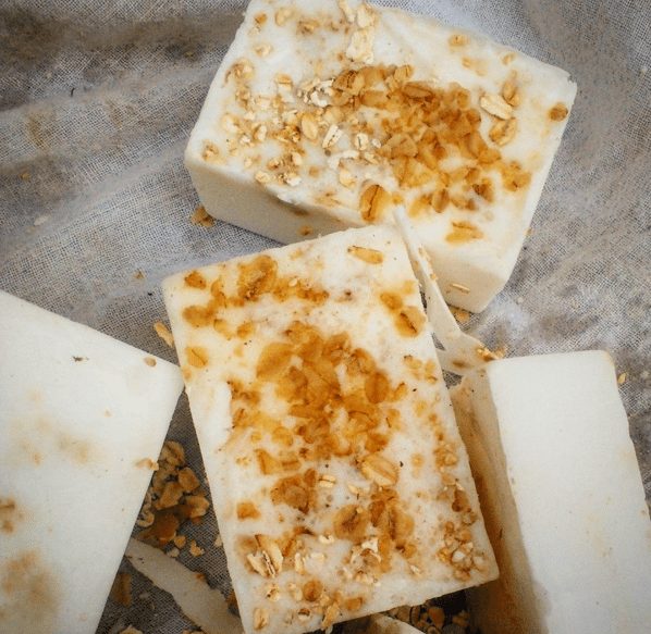 goat milk soap with honeysuckle and oatmeal