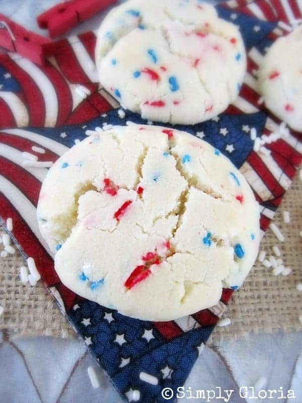 July 4th Sprinkle Cookies Made With A Cake Mix