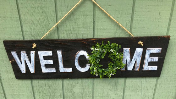 Rustic welcome sign