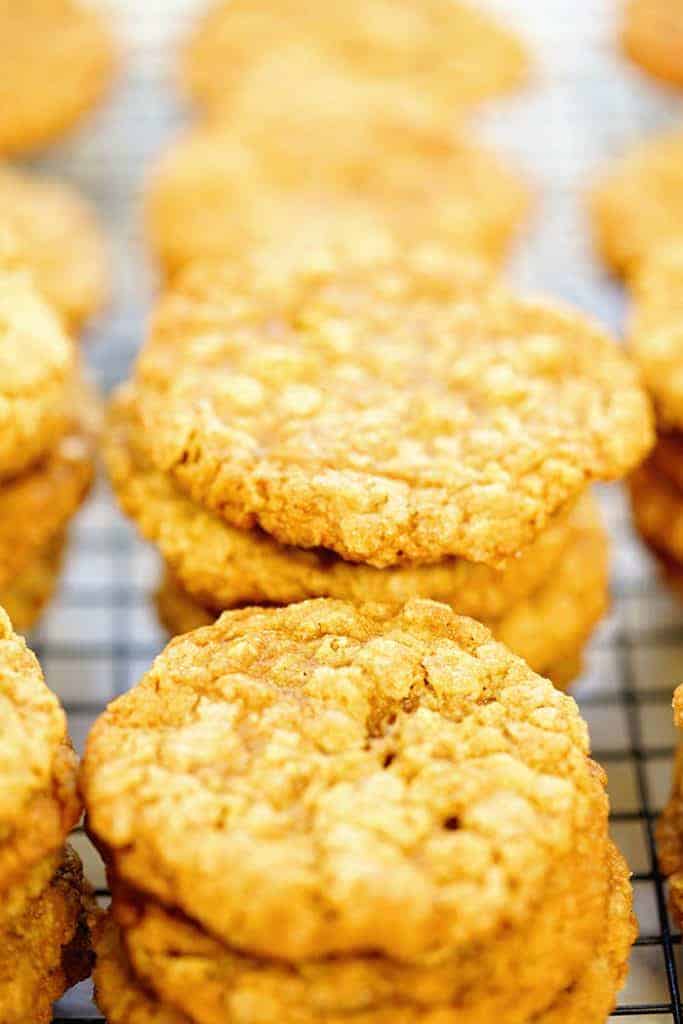Stacks of oatmeal peanut butter cookies