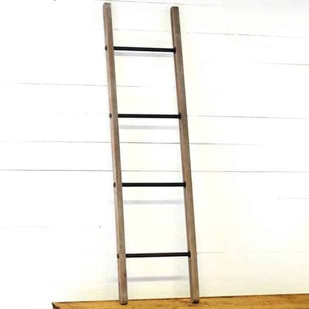 Iron And Wood Leaning Storage Ladder 1
