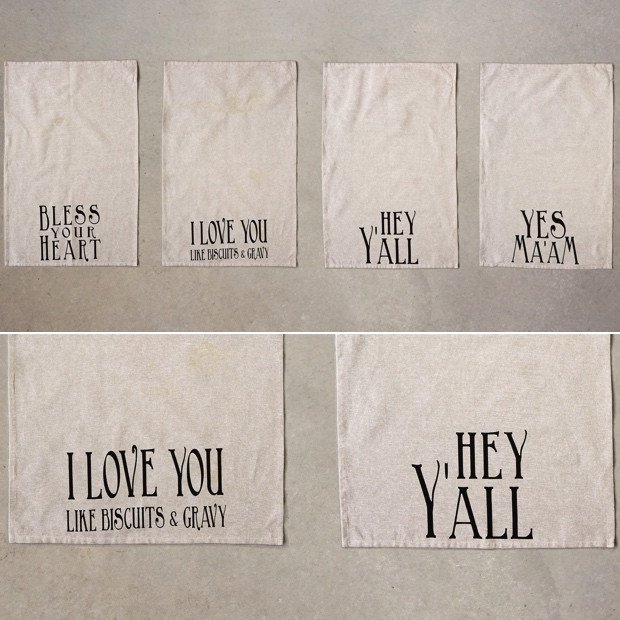 Cotton Hand Towel With Southern Saying Set Of 4