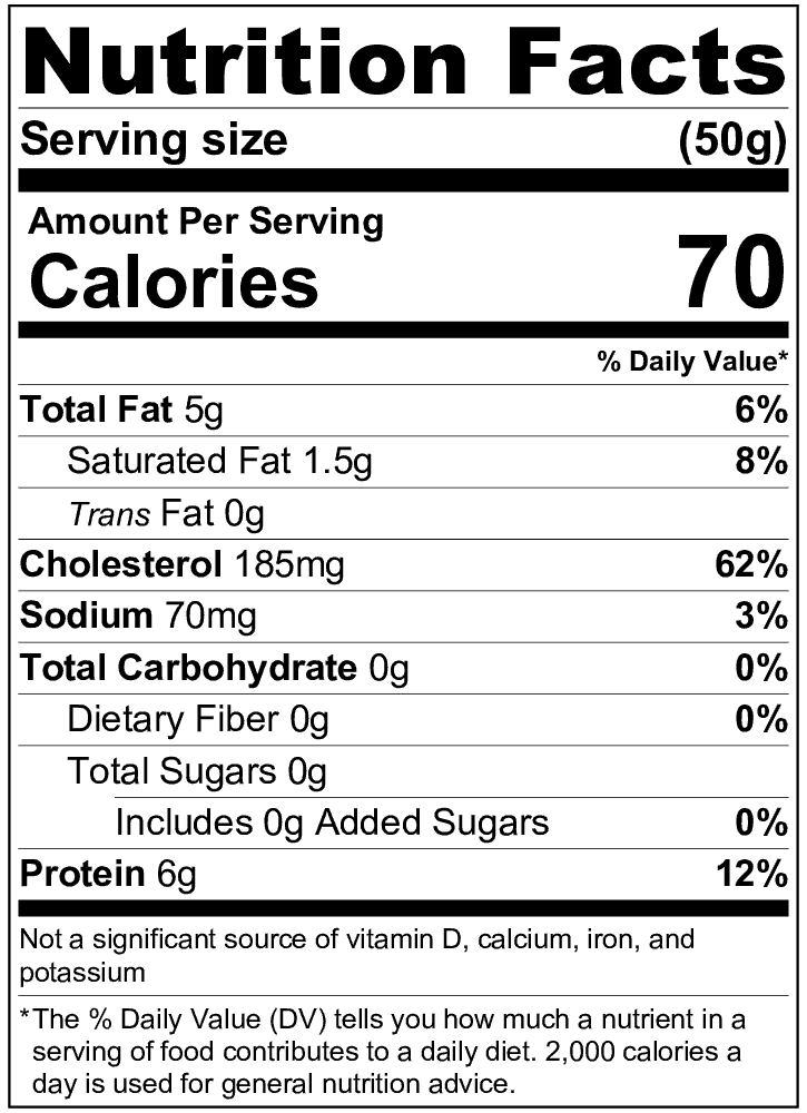 Chicken eggs NutritionLabel
