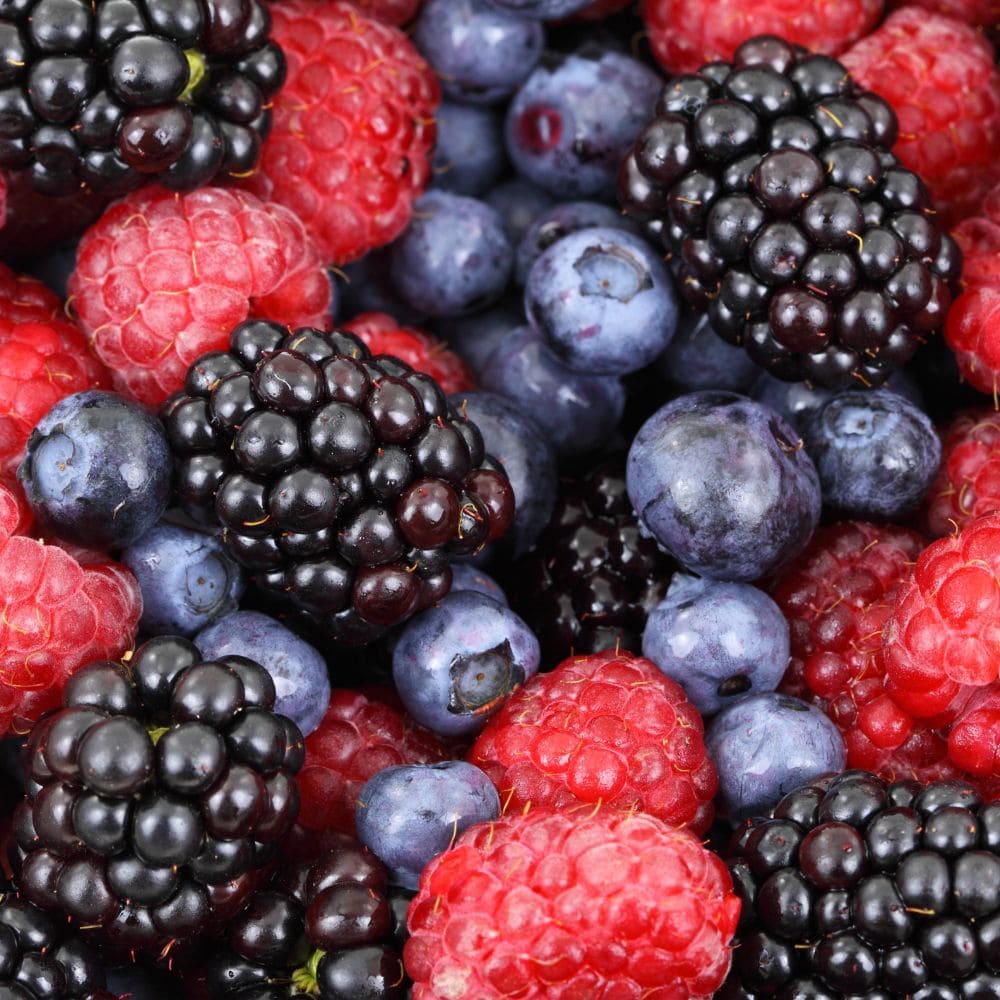 Close up of a variety of mixed fresh berries